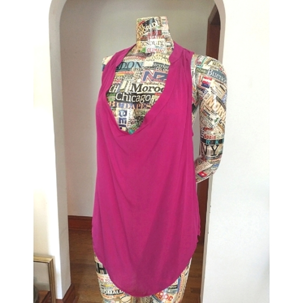 HEAT WAVE SALE! HAUTE HIPPIE- Pink Tank Tunic, sz Large. - Picture 2 of 12